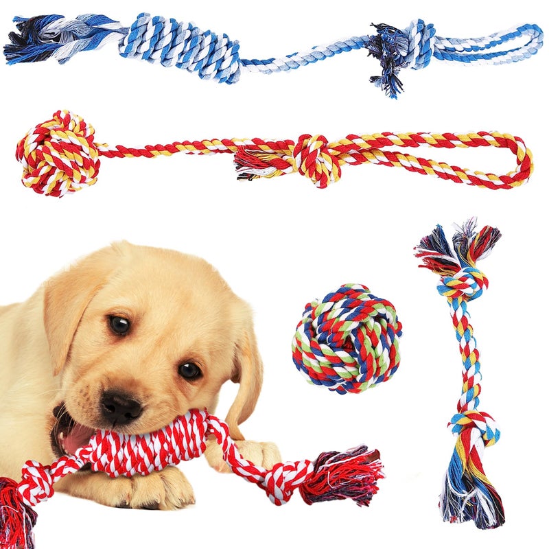 SunGrow, 5-Pack Ferret Rope Chew Teething Toys, Puppy Chew Toys & Accessories for Cage, Machine-Washable Durable Cotton Knotted Rope Dog Tug Toys for Small to Medium Breeds, 3â€ - 19â€ - Image 2